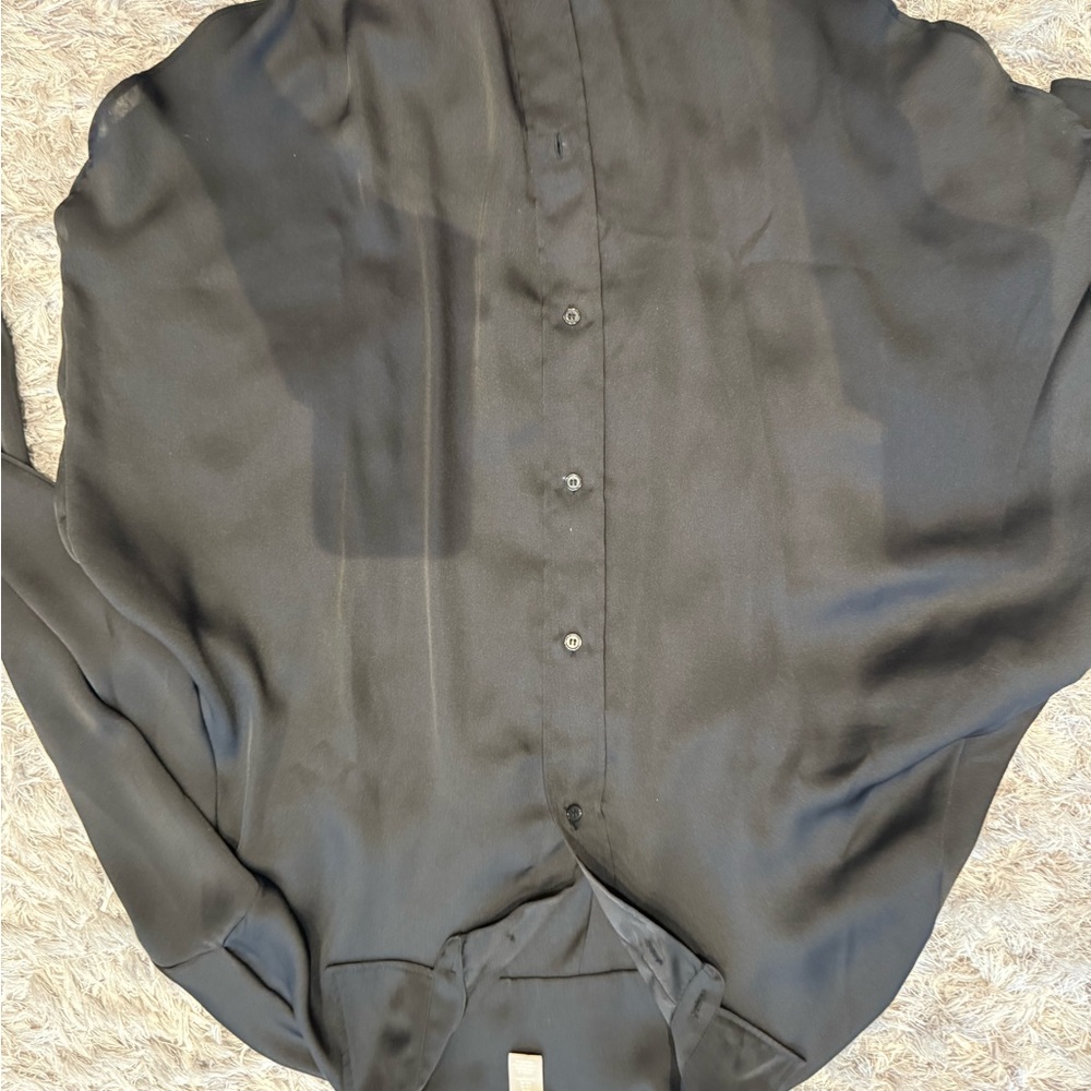 H&M Black Button-Front Satin Blouse